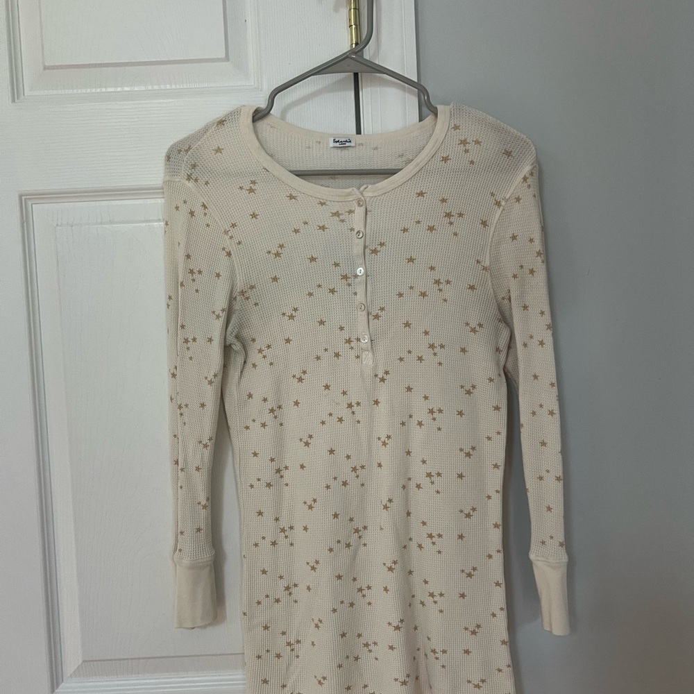 Splendid Beige Starry Henley Top